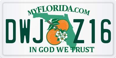 FL license plate DWJZ16