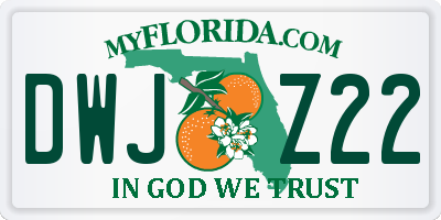 FL license plate DWJZ22
