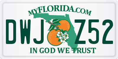 FL license plate DWJZ52