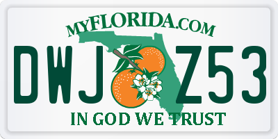 FL license plate DWJZ53