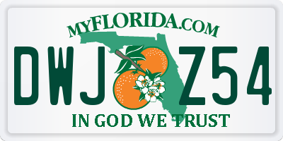 FL license plate DWJZ54