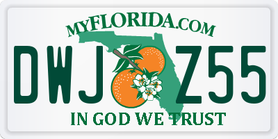 FL license plate DWJZ55