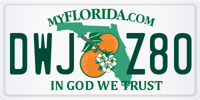 FL license plate DWJZ80