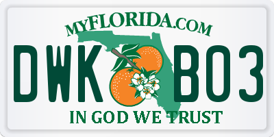 FL license plate DWKB03