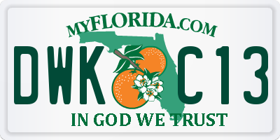 FL license plate DWKC13