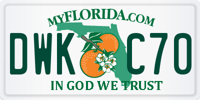FL license plate DWKC70