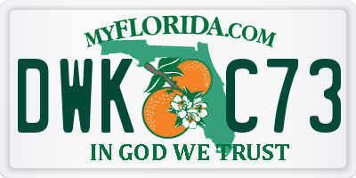 FL license plate DWKC73