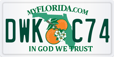 FL license plate DWKC74
