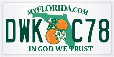 FL license plate DWKC78