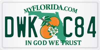 FL license plate DWKC84