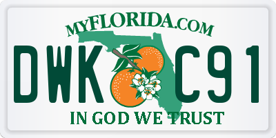 FL license plate DWKC91