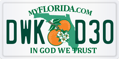 FL license plate DWKD30