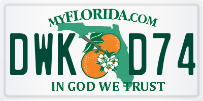 FL license plate DWKD74