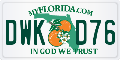 FL license plate DWKD76