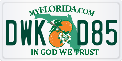 FL license plate DWKD85
