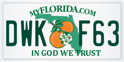 FL license plate DWKF63