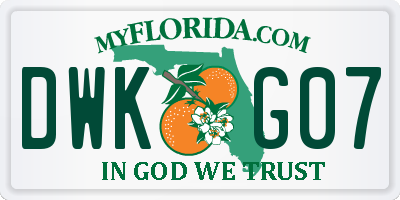 FL license plate DWKG07