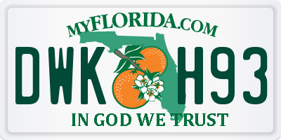 FL license plate DWKH93