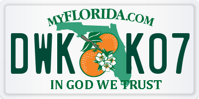 FL license plate DWKK07