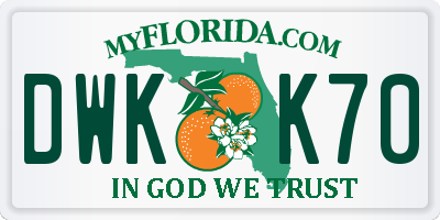 FL license plate DWKK70
