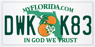 FL license plate DWKK83