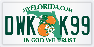 FL license plate DWKK99