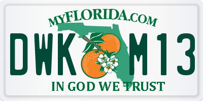 FL license plate DWKM13