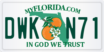 FL license plate DWKN71