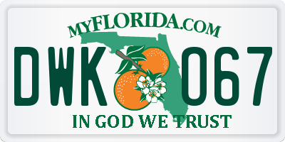 FL license plate DWKO67