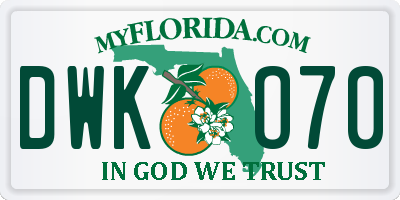 FL license plate DWKO70
