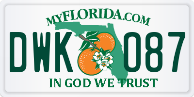 FL license plate DWKO87
