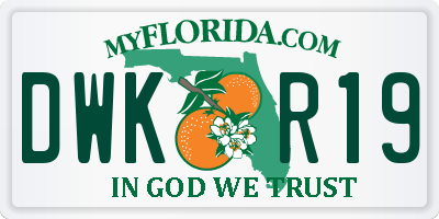 FL license plate DWKR19