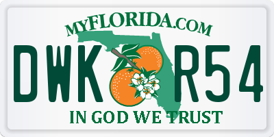 FL license plate DWKR54