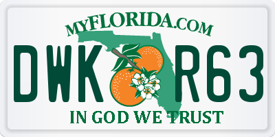 FL license plate DWKR63