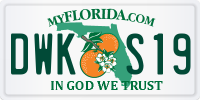 FL license plate DWKS19