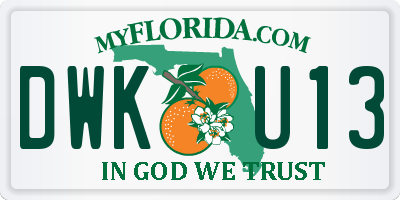 FL license plate DWKU13