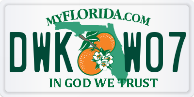 FL license plate DWKW07