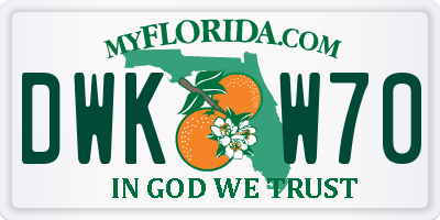 FL license plate DWKW70