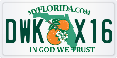 FL license plate DWKX16