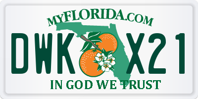 FL license plate DWKX21