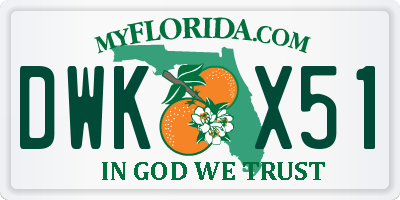 FL license plate DWKX51