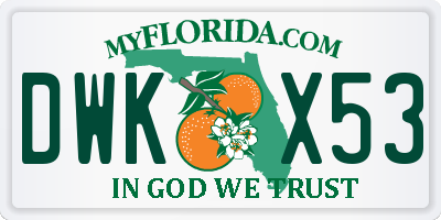 FL license plate DWKX53