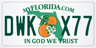 FL license plate DWKX77