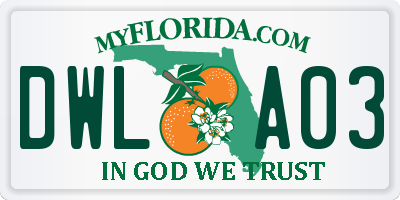 FL license plate DWLA03