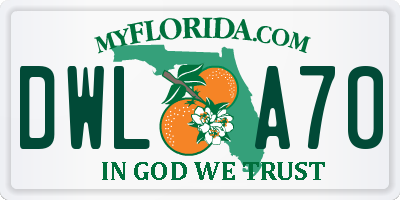 FL license plate DWLA70