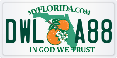 FL license plate DWLA88