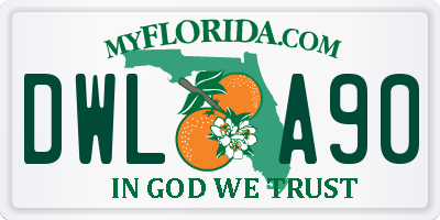 FL license plate DWLA90