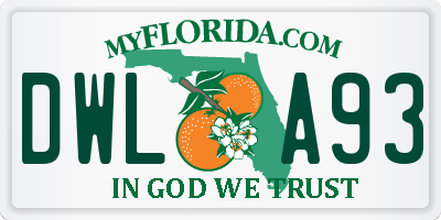 FL license plate DWLA93
