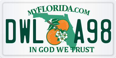 FL license plate DWLA98