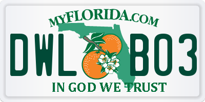 FL license plate DWLB03